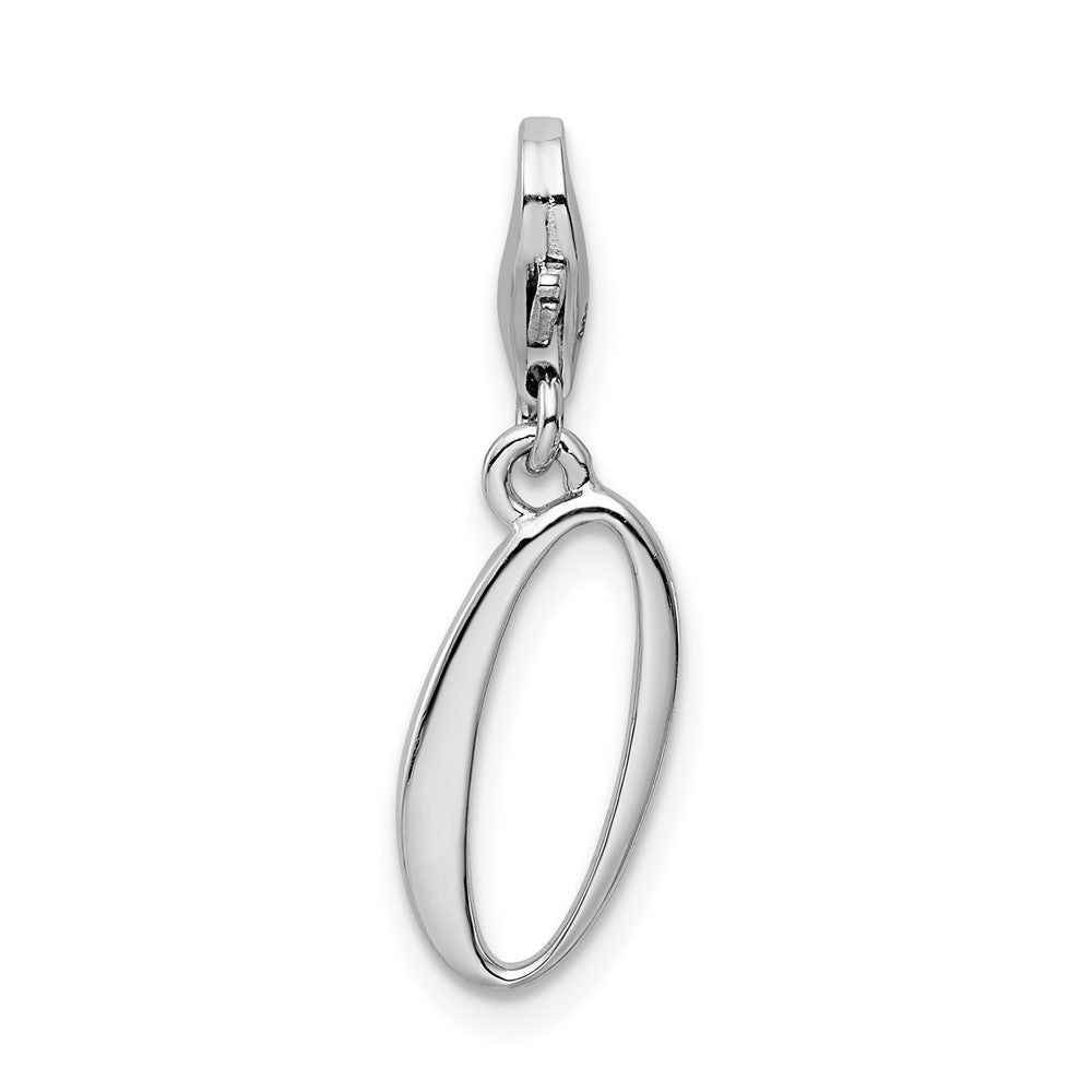 Amore La Vita Sterling Silver Rhodium-plated Polished Number 0 Charm with Fancy Lobster Clasp QCC626N0