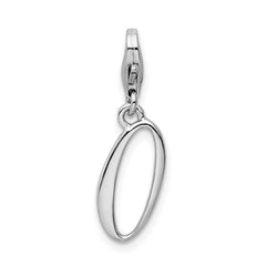Amore La Vita Sterling Silver Rhodium-plated Polished Number 0 Charm with Fancy Lobster Clasp QCC626N0