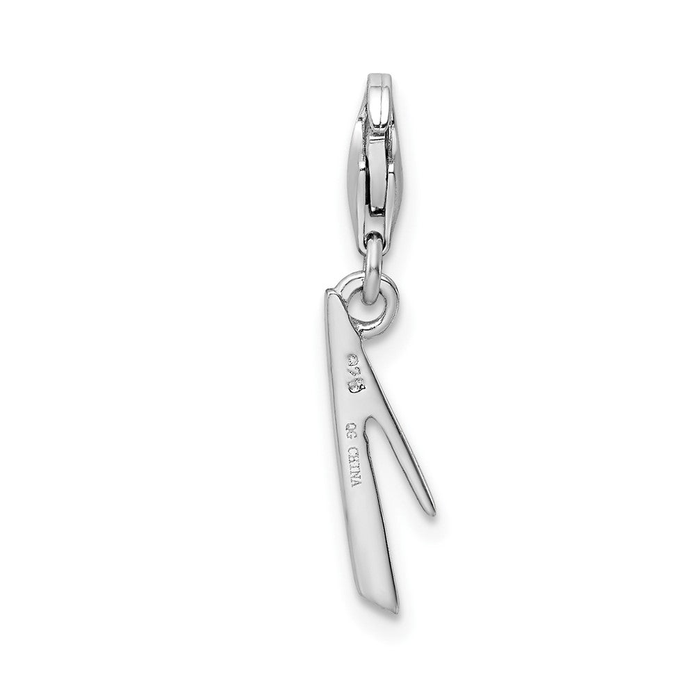 Amore La Vita Sterling Silver Rhodium-plated Polished Number 1 Charm with Fancy Lobster Clasp QCC626N1