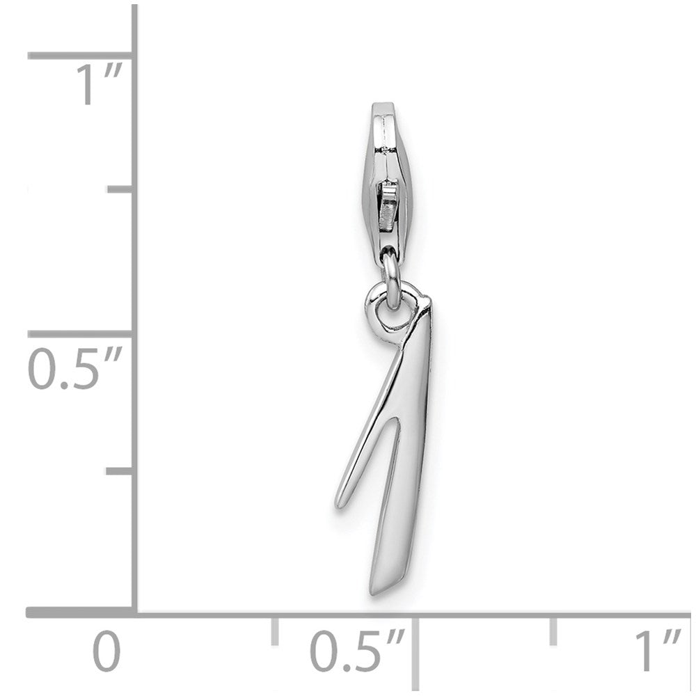 Amore La Vita Sterling Silver Rhodium-plated Polished Number 1 Charm with Fancy Lobster Clasp QCC626N1