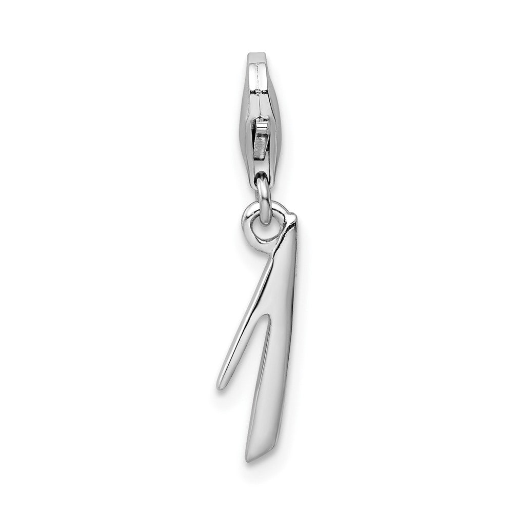 Amore La Vita Sterling Silver Rhodium-plated Polished Number 1 Charm with Fancy Lobster Clasp QCC626N1