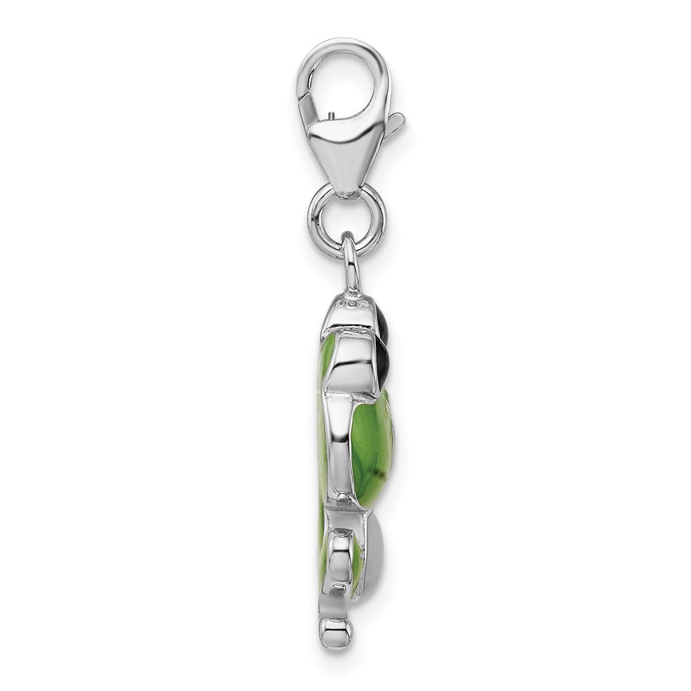 Amore La Vita Sterling Silver Rhodium-plated Polished Enameled Frog Charm with Fancy Lobster Clasp QCC716