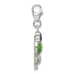 Amore La Vita Sterling Silver Rhodium-plated Polished Enameled Frog Charm with Fancy Lobster Clasp QCC716