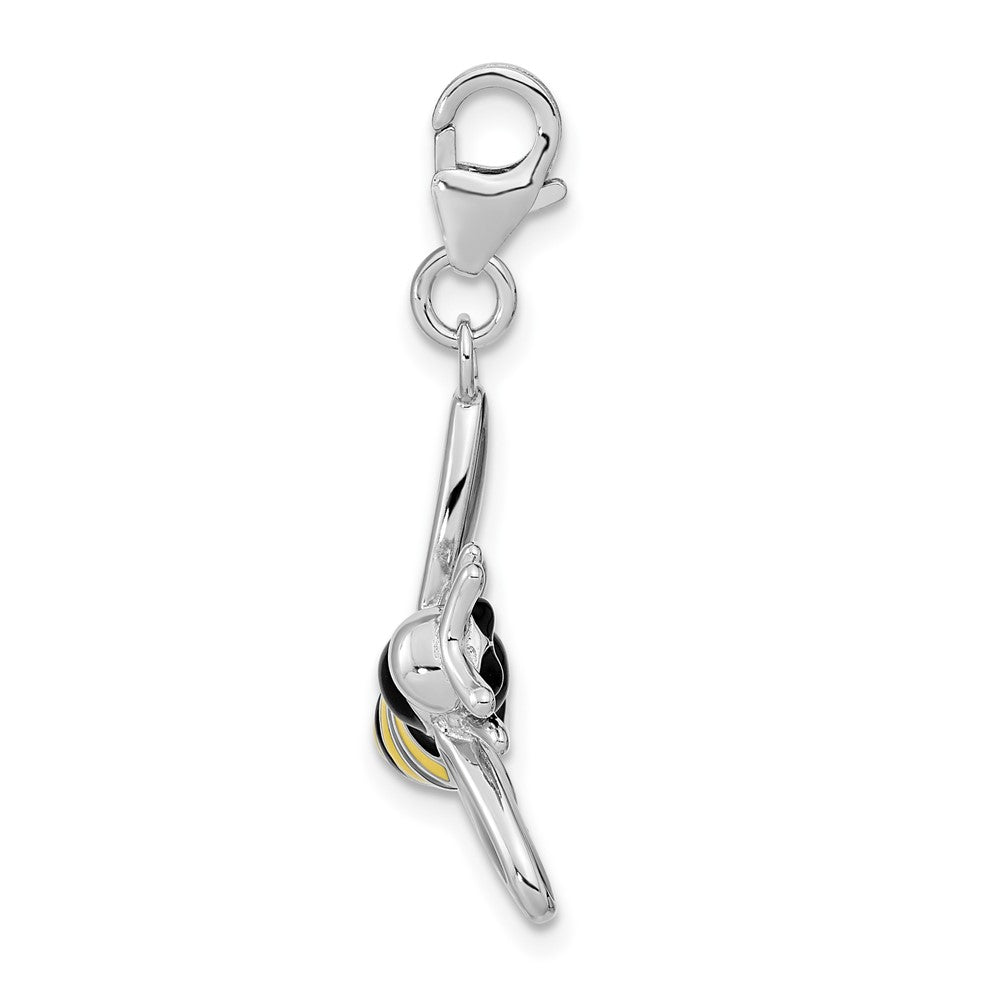 Amore La Vita Sterling Silver Rhodium-plated Polished Enameled 3-D Bubble Bee Charm with Fancy Lobster Clasp QCC723