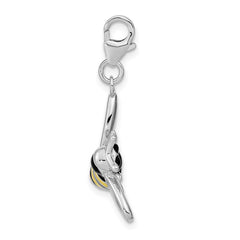 Amore La Vita Sterling Silver Rhodium-plated Polished Enameled 3-D Bubble Bee Charm with Fancy Lobster Clasp QCC723