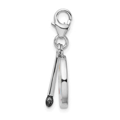 Amore La Vita Sterling Silver Rhodium-plated Polished Enameled 3-D Palette and Brush Charm with Fancy Lobster Clasp QCC796