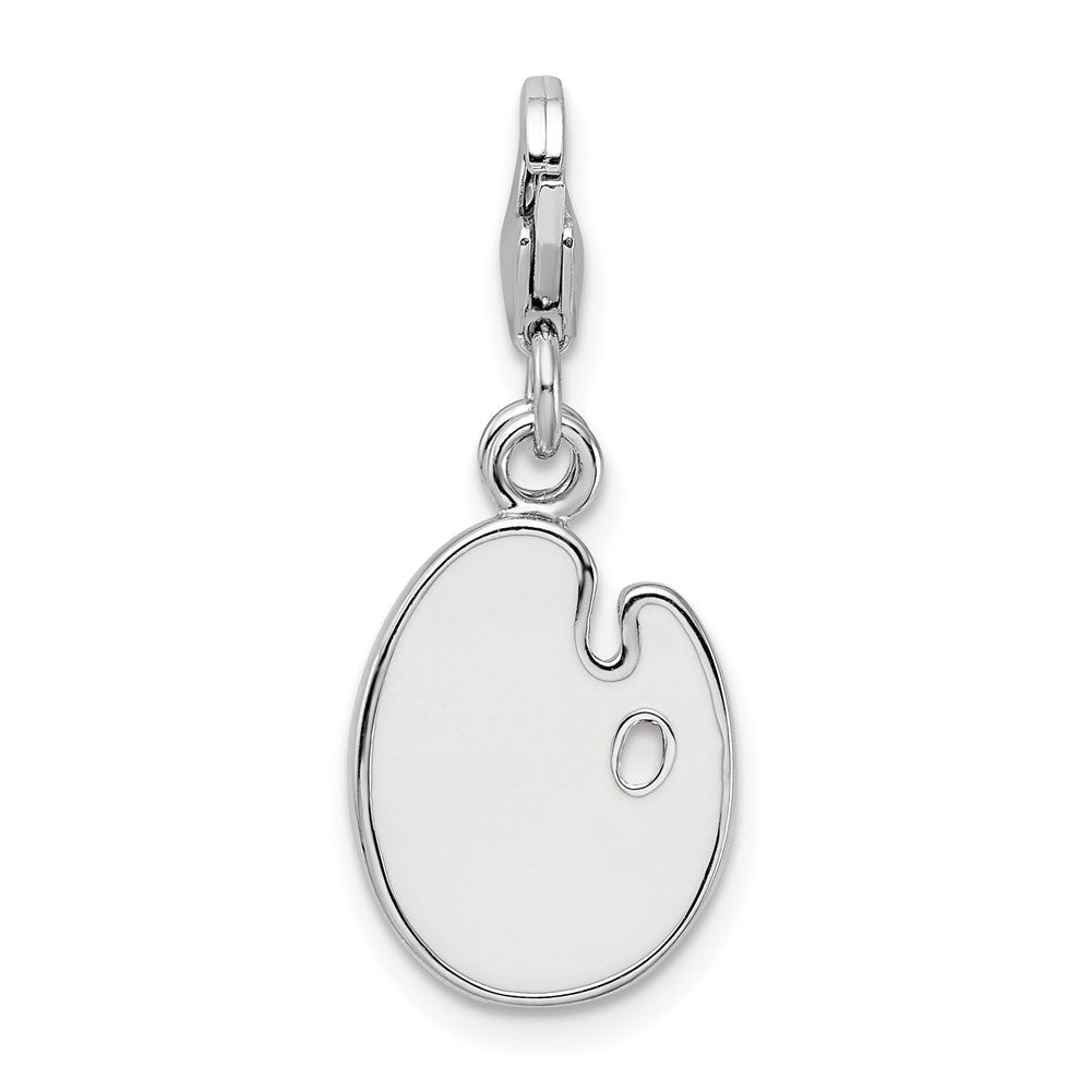Amore La Vita Sterling Silver Rhodium-plated Polished Enameled 3-D Palette and Brush Charm with Fancy Lobster Clasp QCC796