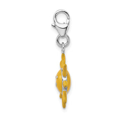 Amore La Vita Sterling Silver Rhodium-plated Polished 3-D Enameled Sunshine Charm with Fancy Lobster Clasp QCC800