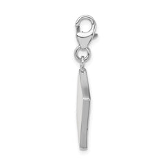 Amore La Vita Sterling Silver Rhodium-plated Polished 3-D Enameled Swarovski Crystal Ace Charm with Fancy Lobster Clasp QCC814