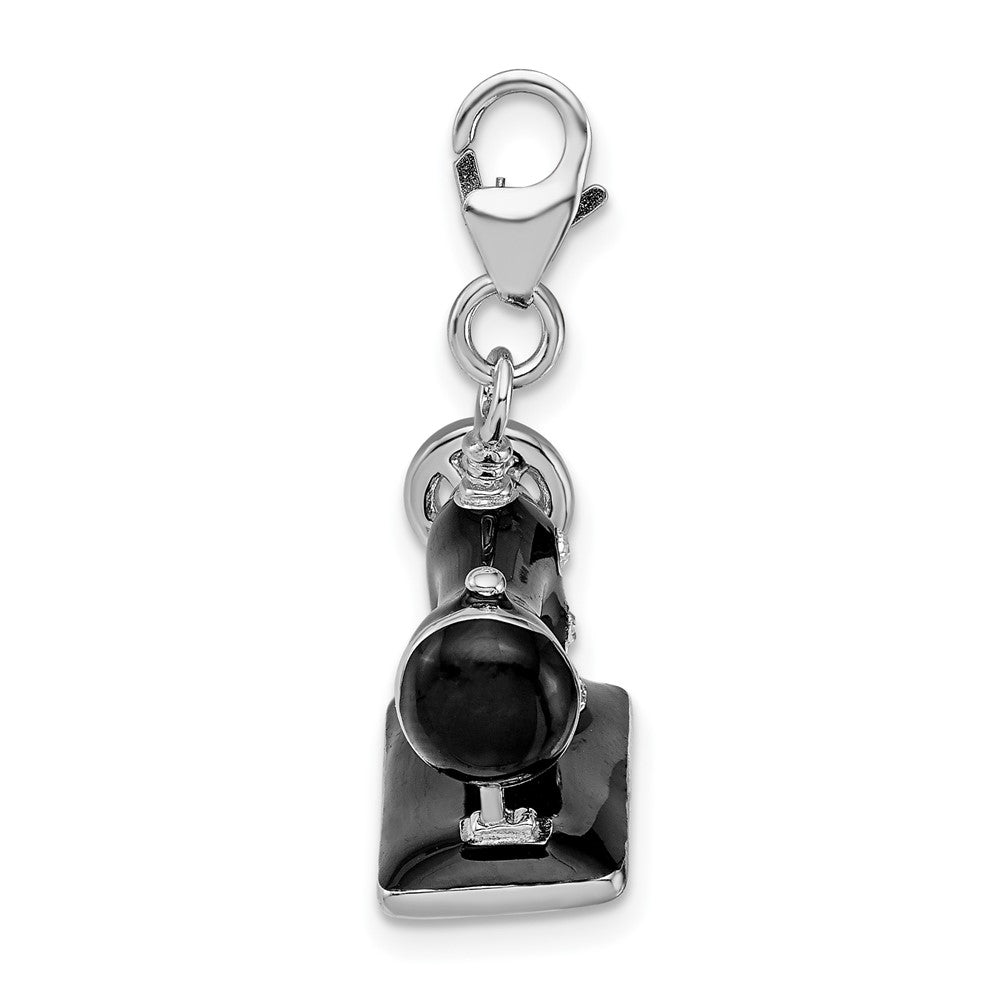 Amore La Vita Sterling Silver Rhodium-plated Polished 3-D Enameled Sewing Machine Charm with Fancy Lobster Clasp QCC818