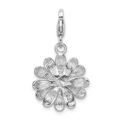 Amore La Vita Sterling Silver Rhodium-plated Polished Enameled Flower Charm with Fancy Lobster Clasp QCC823