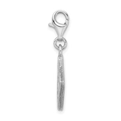 Amore La Vita Sterling Silver Rhodium-plated Polished 3-D Passport Charm with Fancy Lobster Clasp QCC959