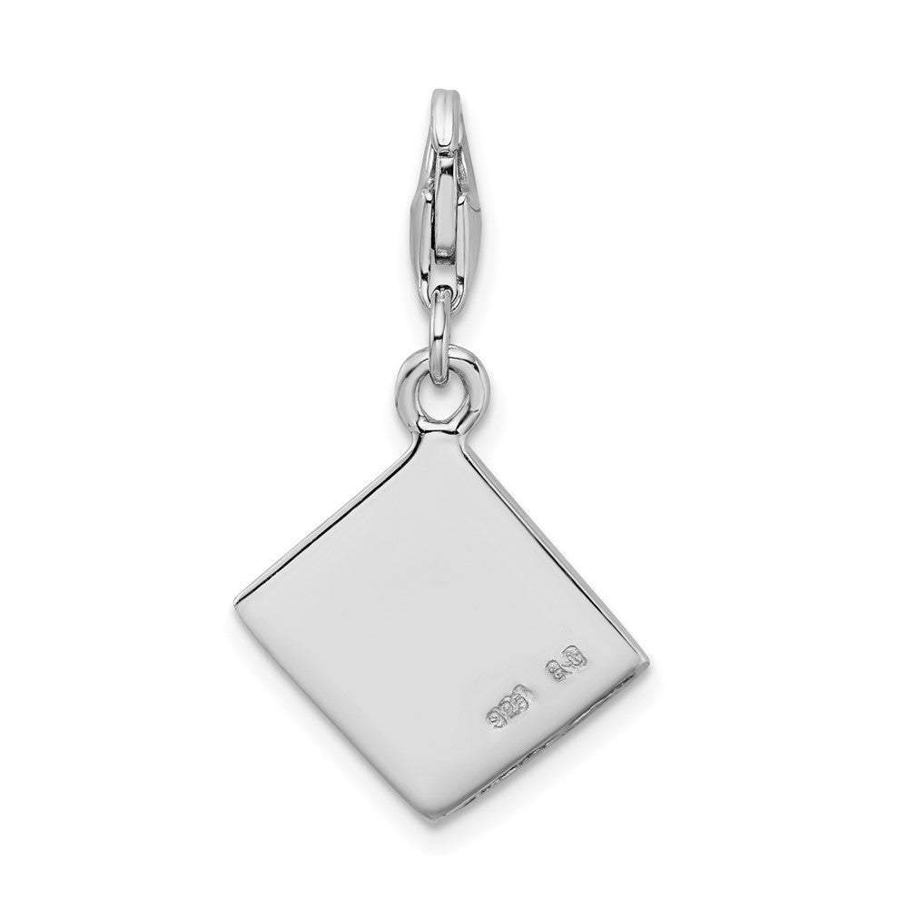 Amore La Vita Sterling Silver Rhodium-plated Polished 3-D Passport Charm with Fancy Lobster Clasp QCC959