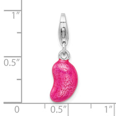 Amore La Vita Sterling Silver Rhodium-plated Polished 3-D Enameled Pink Jelly Bean Charm with Fancy Lobster Clasp QCC966