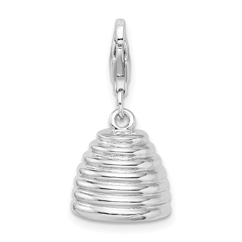 Amore La Vita Sterling Silver Rhodium-plated and Gold-plated Polished 3-D Beehive Charm with Fancy Lobster Clasp QCC978