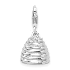 Amore La Vita Sterling Silver Rhodium-plated and Gold-plated Polished 3-D Beehive Charm with Fancy Lobster Clasp QCC978