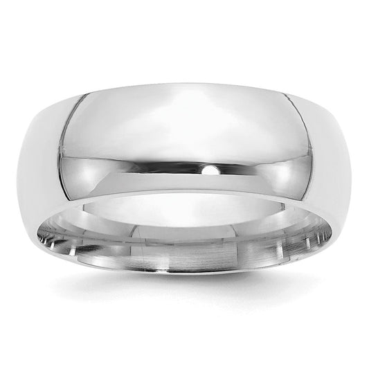 Sterling Silver Rhodium-plated 8mm Comfort Fit Size 6.5 Band