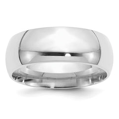Sterling Silver Rhodium-plated 8mm Comfort Fit Size 6.5 Band