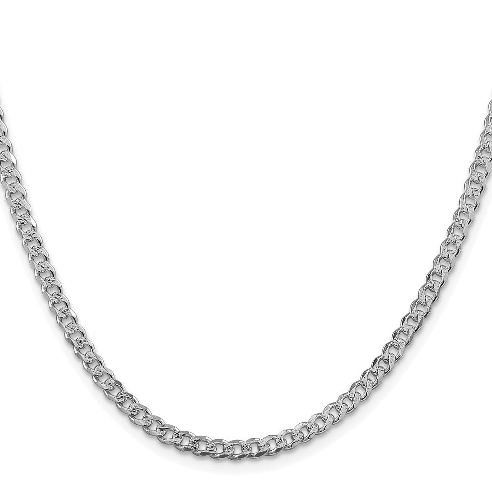 Sterling Silver Rhodium-plated 3.8mm Pav������������������ Curb ChainQCF100R
