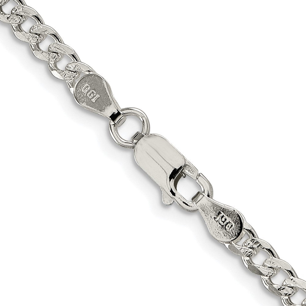 Sterling Silver Rhodium-plated 3.8mm Pav������������������ Curb ChainQCF100R