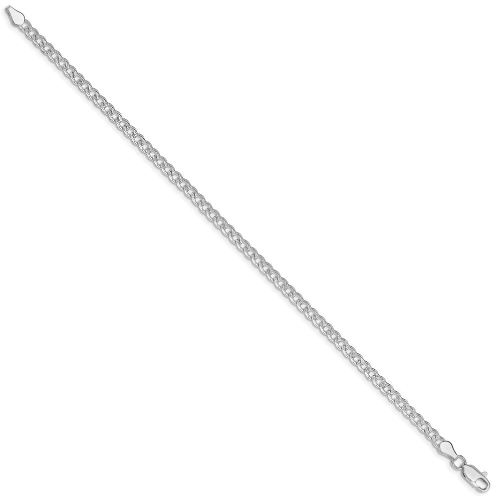 Sterling Silver Rhodium-plated 3.8mm Pav������������������������������������������������������������������������������������������������������������������������������������������������������������������ Curb Chain QCF100R-8