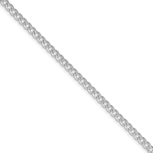 Sterling Silver Rhodium-plated 3.8mm Pav������������������ Curb ChainQCF100R