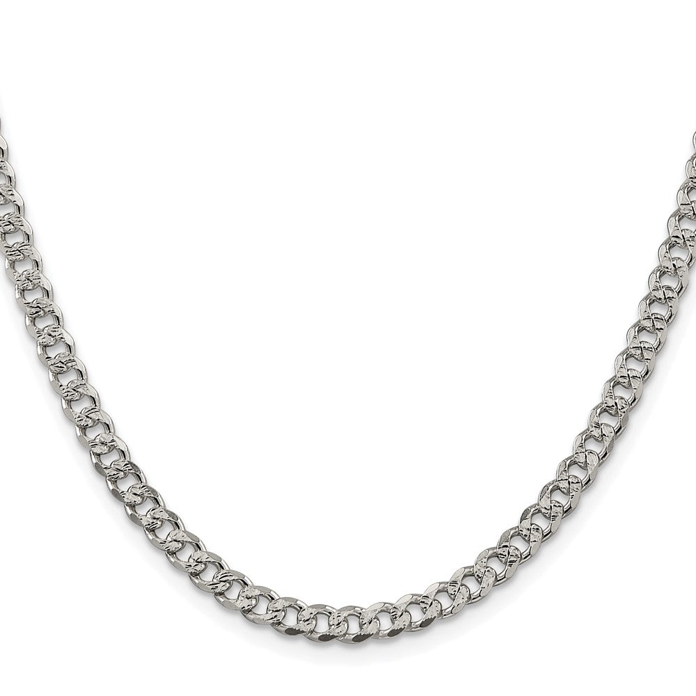 Sterling Silver Rhodium-plated 4.5mm Pav������������������ Curb ChainQCF120R