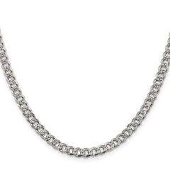 Sterling Silver Rhodium-plated 4.5mm Pav������������������ Curb ChainQCF120R