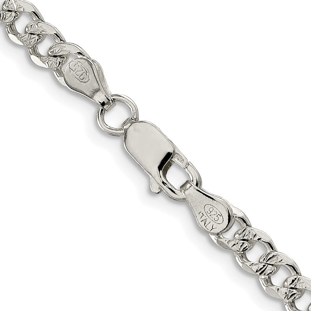 Sterling Silver Rhodium-plated 4.5mm Pav������������������ Curb ChainQCF120R