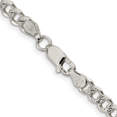 Sterling Silver Rhodium-plated 4.5mm Pav������������������ Curb ChainQCF120R
