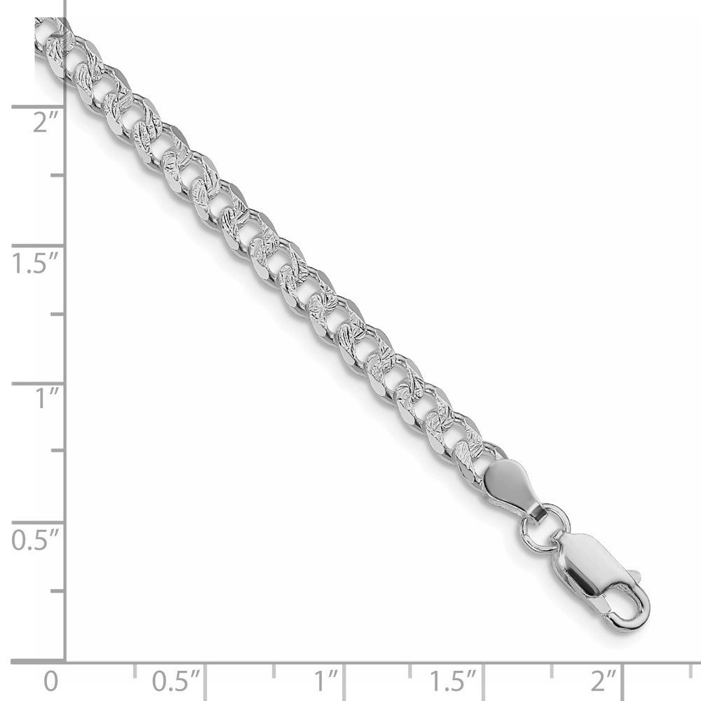 Sterling Silver Rhodium-plated 4.5mm Pav������������������������������������������������������������������������������������������������������������������������������������������������������������������ Curb Chain QCF120R-8