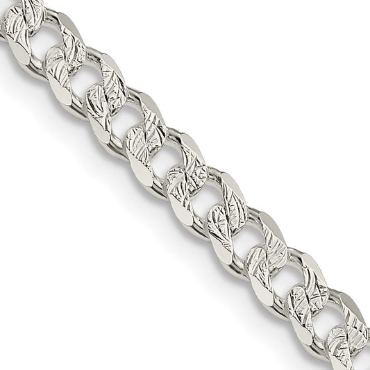 Sterling Silver 4.5mm Pav������������������ Curb ChainQCF120
