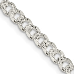 Sterling Silver 4.5mm Pav������������������ Curb ChainQCF120