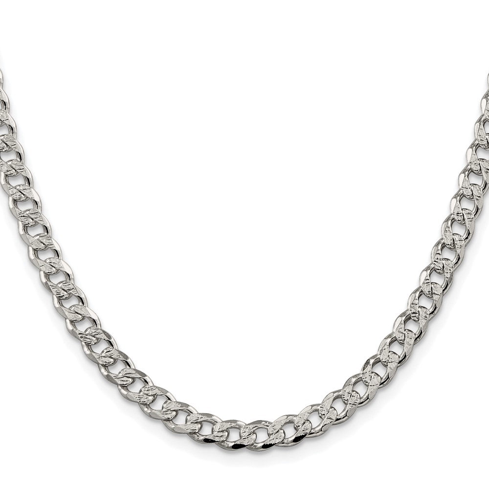 Sterling Silver Rhodium-plated 5.5mm Pav������������������ Curb ChainQCF150R