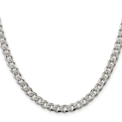 Sterling Silver Rhodium-plated 5.5mm Pav������������������ Curb ChainQCF150R