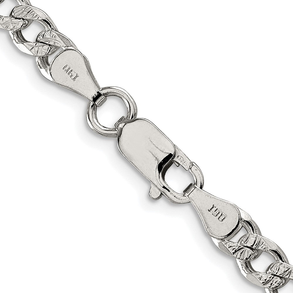 Sterling Silver Rhodium-plated 5.5mm Pav������������������ Curb ChainQCF150R