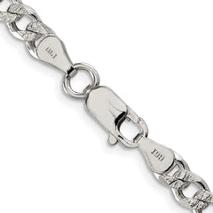 Sterling Silver Rhodium-plated 5.5mm Pav������������������ Curb ChainQCF150R