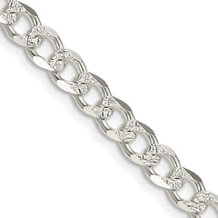 Sterling Silver 5.5mm Pav������������������ Curb ChainQCF150