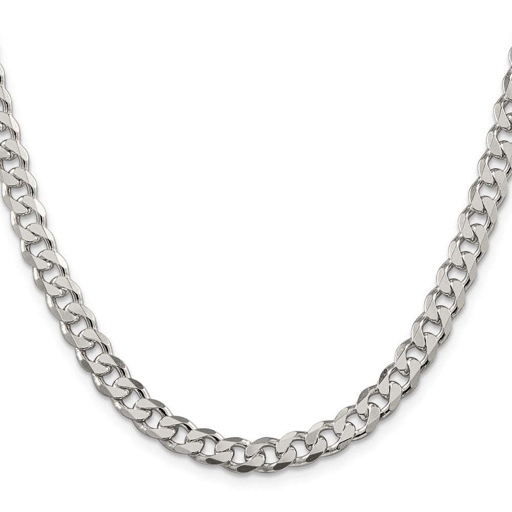 Sterling Silver 7mm Pav������������������ Curb ChainQCF180