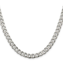 Sterling Silver 7mm Pav������������������ Curb ChainQCF180
