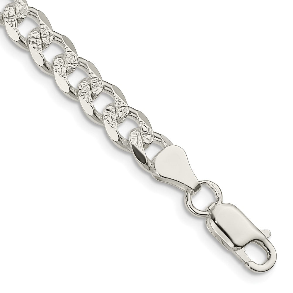 Sterling Silver 7mm Pav������������������������������������������������������������������������������������������������������������������������������������������������������������������ Curb Chain QCF180-8