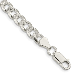 Sterling Silver 7mm Pav������������������������������������������������������������������������������������������������������������������������������������������������������������������ Curb Chain QCF180-8