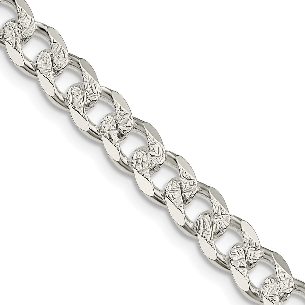 Sterling Silver 7mm Pav������������������ Curb ChainQCF180