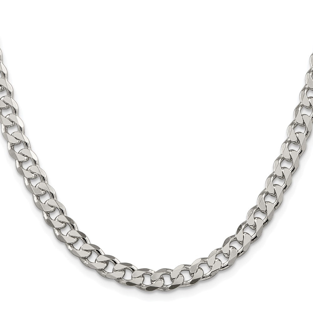 Sterling Silver Rhodium-plated 7mm Pav������������������ Curb ChainQCF180R