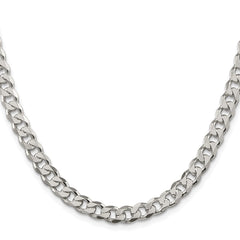 Sterling Silver Rhodium-plated 7mm Pav������������������ Curb ChainQCF180R