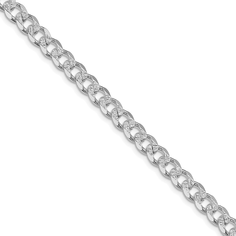 Sterling Silver Rhodium-plated 7mm Pav������������������ Curb ChainQCF180R