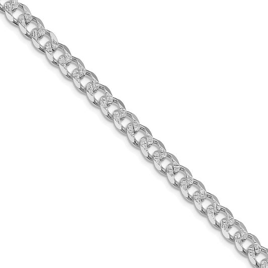 Sterling Silver Rhodium-plated 7mm Pav������������������ Curb ChainQCF180R