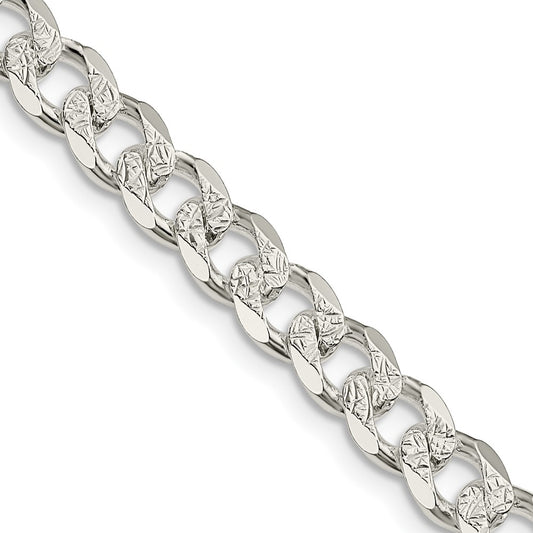 Sterling Silver 7mm Pav������������������ Curb ChainQCF180