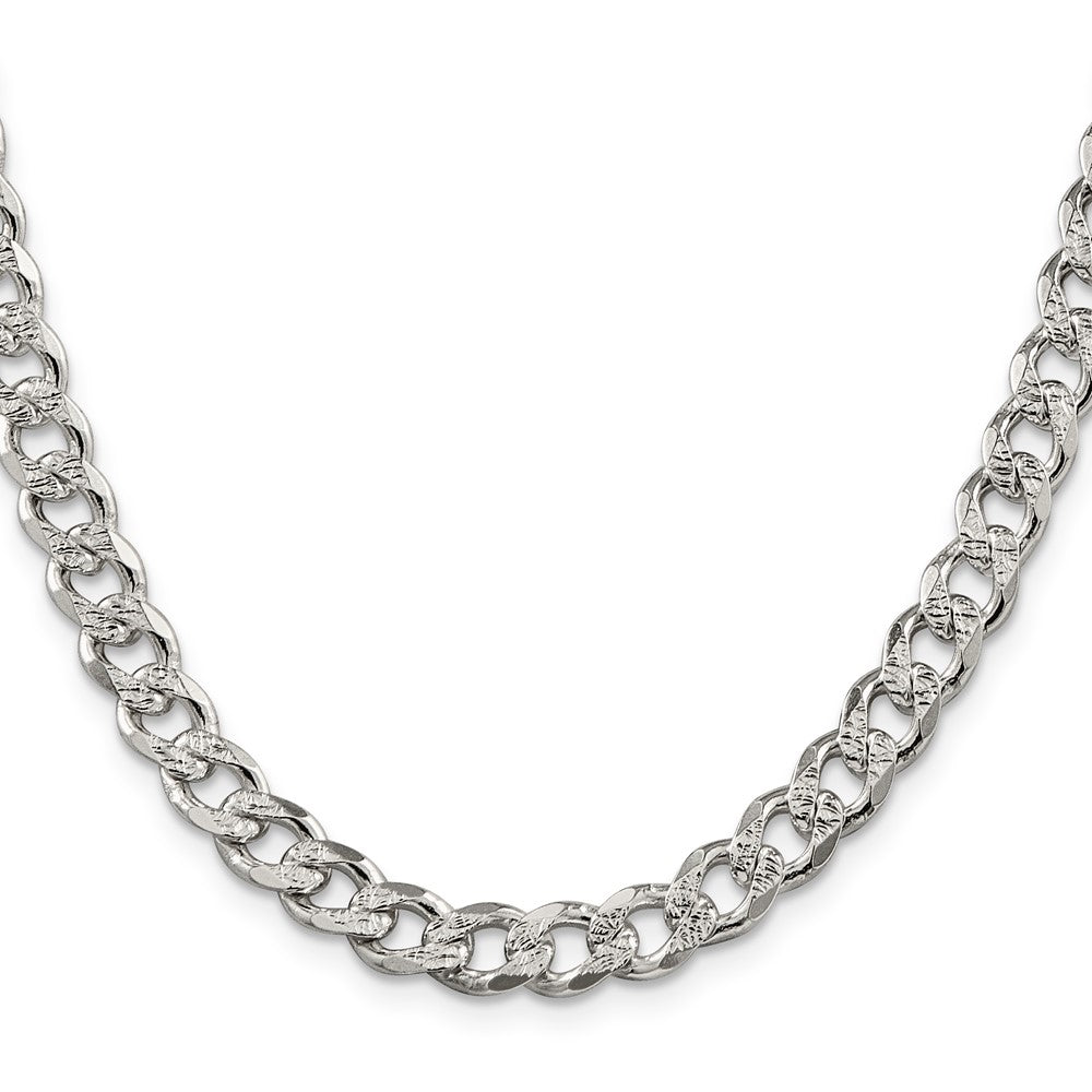 Sterling Silver 7.5mm Pav������������������ Curb ChainQCF200