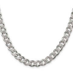 Sterling Silver 7.5mm Pav������������������ Curb ChainQCF200
